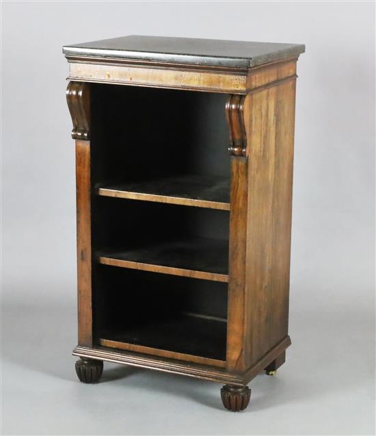 A William IV rosewood open bookcase, W.1ft 8in. D.1ft 2.5in. H.2ft 11.5in.